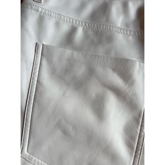 7 for All Mankind Cream High Waist Slim Kick Flare Faux Leather Pant sz 33 NWOT - Picture 4 of 10